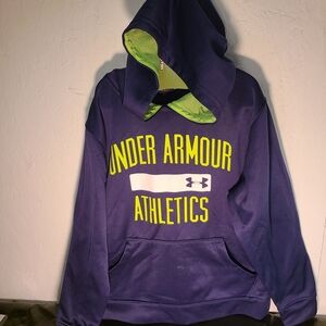 Under Armour Athletics Boys Hoodie YSM Purple Green Loose Fit Pullover Hooded